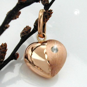 Anhänger Herz mit Zirkonia 375 Rotgold