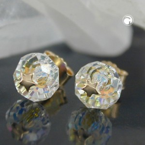 Ohrstecker Glas-krist-weiß Stern 585 Gold