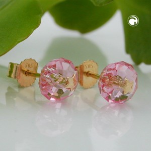 Ohrstecker Glas-rosa-pink Stern 585 Gold