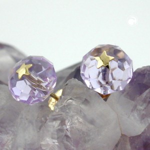 Ohrstecker Glas-lila-hell Stern 585 Gold