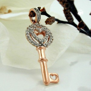 Anhänger bicolor Zirkonia 375 Rotgold