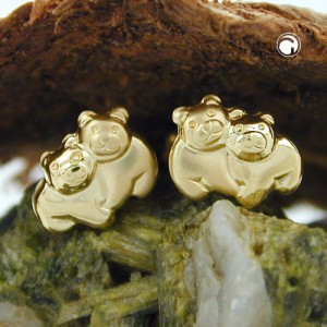 Ohrstecker Bärchen matt-glänzend 375 Gold