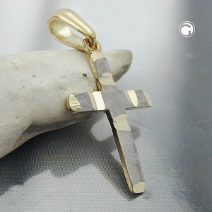 Anhänger Kreuz bicolor 375 Gold