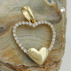 Anhänger Herz Zirkonia 375 Gold