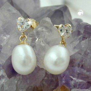 Ohrstecker mit Perle Zirkonia 375 Gold