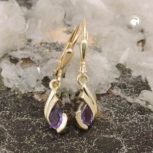 Ohrring Tropfen Amethyst 375 Gold