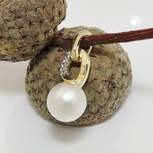 Anhänger Perle mit Zirkonia 375 Gold