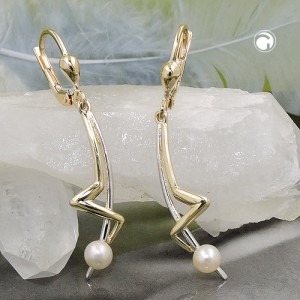 Ohrring bicolor Zuchtperle 375 Gold