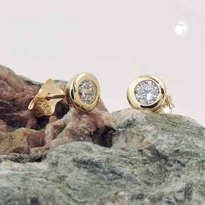 Ohrstecker 6mm Zirkonia 375 Gold