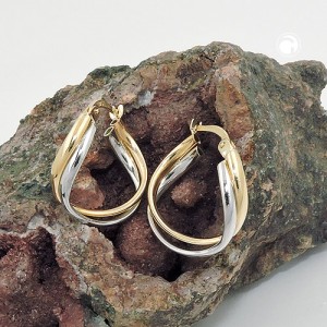 Creolen Ohrringe bicolor durchlegiert 375 Gelbgold