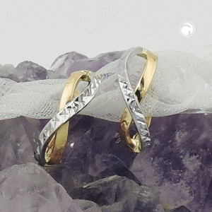 Creolen Ohrringe bicolor diamantiert 375 Gelbgold