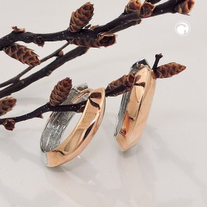 Creolen Ohrringe Rotgold Weißgold bicolor durchlegiert 375 Gold