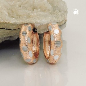 Creolen Ohrringe bicolor Muster 375 Rotgold