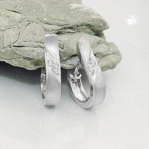 Creolen Ohrringe Zirkonia 375 Weißgold