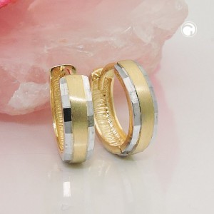 Creolen Ohrringe bicolor diamantiert 375 Gold