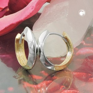 Creolen Ohrringe Gelbgold Weißgold bicolor durchlegiert 375 Gold