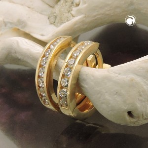 Creolen Ohrringe 11mm mit Zirkonias 375 Gold