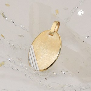 Anhänger Gravurplatte oval bicolor 375 Gold