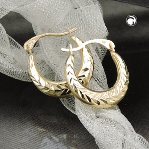 Creolen Ohrringe glänzend diamantiert 375 Gold