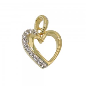 Anhänger Herz mit Zirkonias 375 Gold