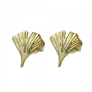 Stecker Ginkgoblatt glänzend 375 Gold