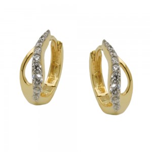 Creolen Klappscharnier Tropfenform mit Zirkonias 375 Gold