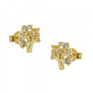 Stecker Baum mit Zirkonias Gold 375