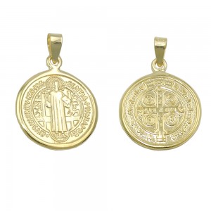 Anhänger religiöse Medaille St. Benedikt glänzend 375 Gold