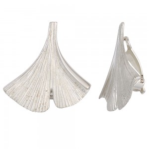 Ohrclips Ginko Gingko 925 Sterling Silber mattiert Handarbeit Ohrringe Clips