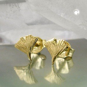 Ohrstecker 7mm Ginkgoblatt glänzend 375 Gold