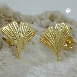Ohrstecker 12mm Ginkgoblatt 333 Gelbgold