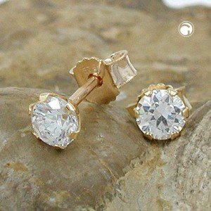 Ohrstecker 4mm mit Zirkonia 375 Gold