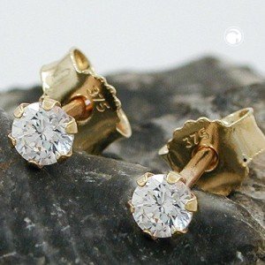 Ohrstecker 3mm mit Zirkonia 375 Gold