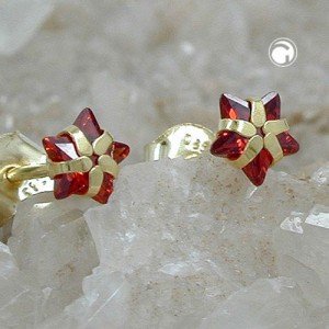 Ohrstecker synthetischer Granat 375 Gold