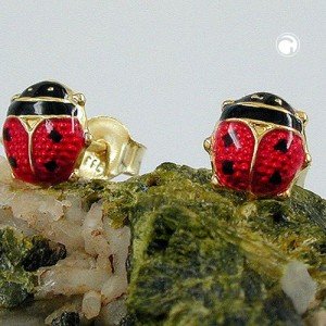Stecker Marienkäfer rot-schwarz 333/- Gold