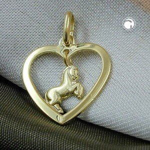 Anhänger Herz mit Pferd 375 Gold