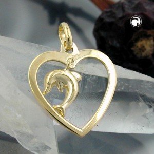Anhänger Herz mit Delfin 375 Gold