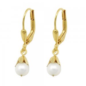Ohrbrisur Ohrring Ohrhänger 25x5mm Süßwasserperle 375 Gold