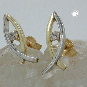 Ohrstecker JesusZeichen bicolor 375 Gold