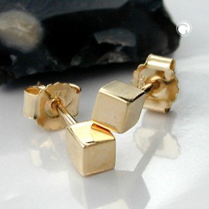 Ohrstecker 3mm Würfel 375 Gold