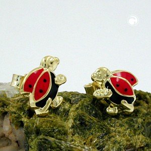 Ohrstecker Marienkäfer sw-rot 375 Gold
