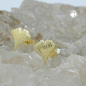 Ohrstecker 9mm Ginkgoblatt 585 Gold