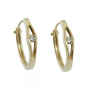 Ohrring Creole Vierkant Steckverschluss mit Zirkonia Gold 375