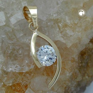 Anhänger oval mit Zirkonia 375 Gold
