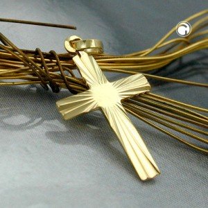 Anhänger 15x9mm Kreuz diamantiert 375 Gelbgold