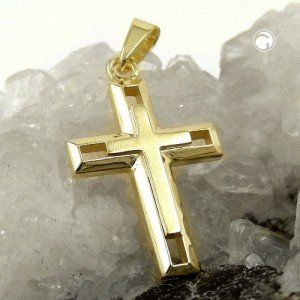 Anhänger schweres Doppelkreuz 375 Gold