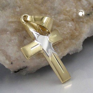 Anhänger Kreuz bicolor 585 Gelbgold