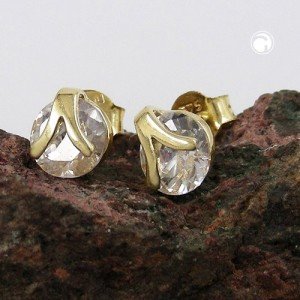 Ohrstecker 6mm Zirkonia 375 Gold