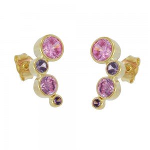 Ohrring Stecker Zirkonia pink-lila 375 Gold