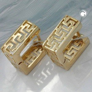 Creolen Ohrringe Viereck matt Muster 375 Gelbgold